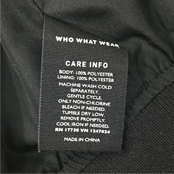 Who What Wear Bomber Jacket Black & White Polka Dot Full-Zip Pockets Size Large - Picture 8 of 8